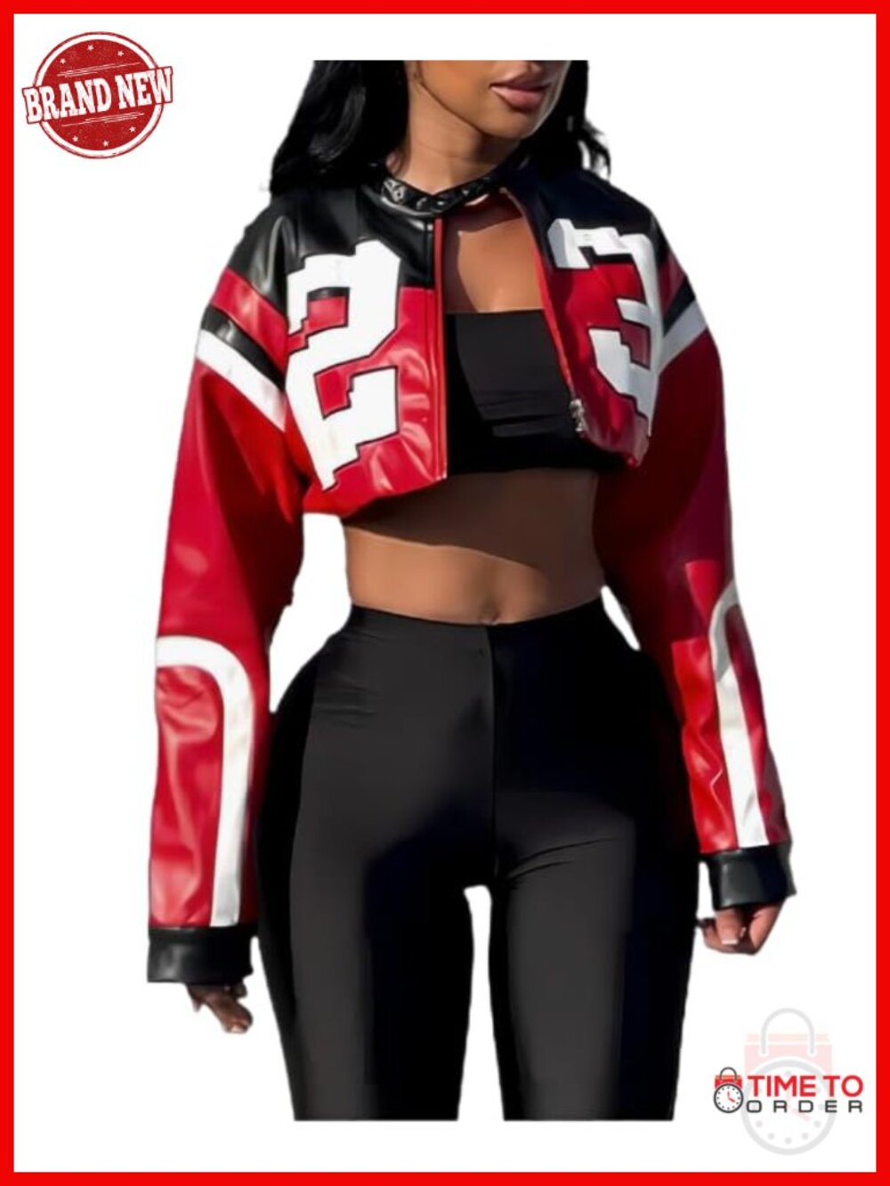 Faux Leather Cropped Bomber Jacket Motorcycle Streetwear Y2K